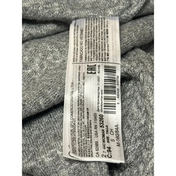 Mango Knit Heather Gray Chevron Ribbed Mock Neck Sweater Mini Dress Womens S NWT - Picture 9 of 11